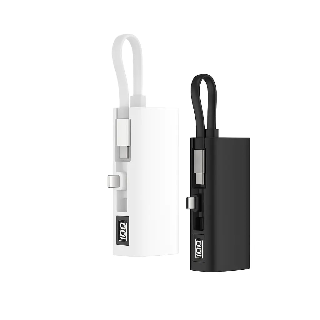 Aspor A352 5000mAh Mini Power Bank | 20W Fast Charging | Built-in Cable